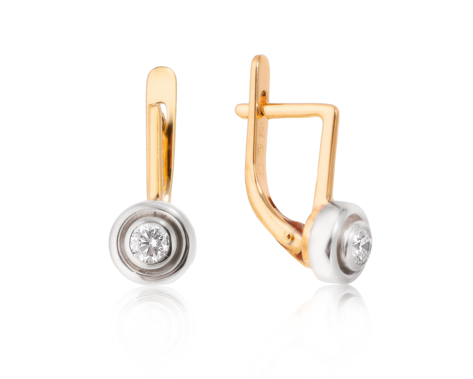 Золотые серьги с бриллиантами 0.22ct