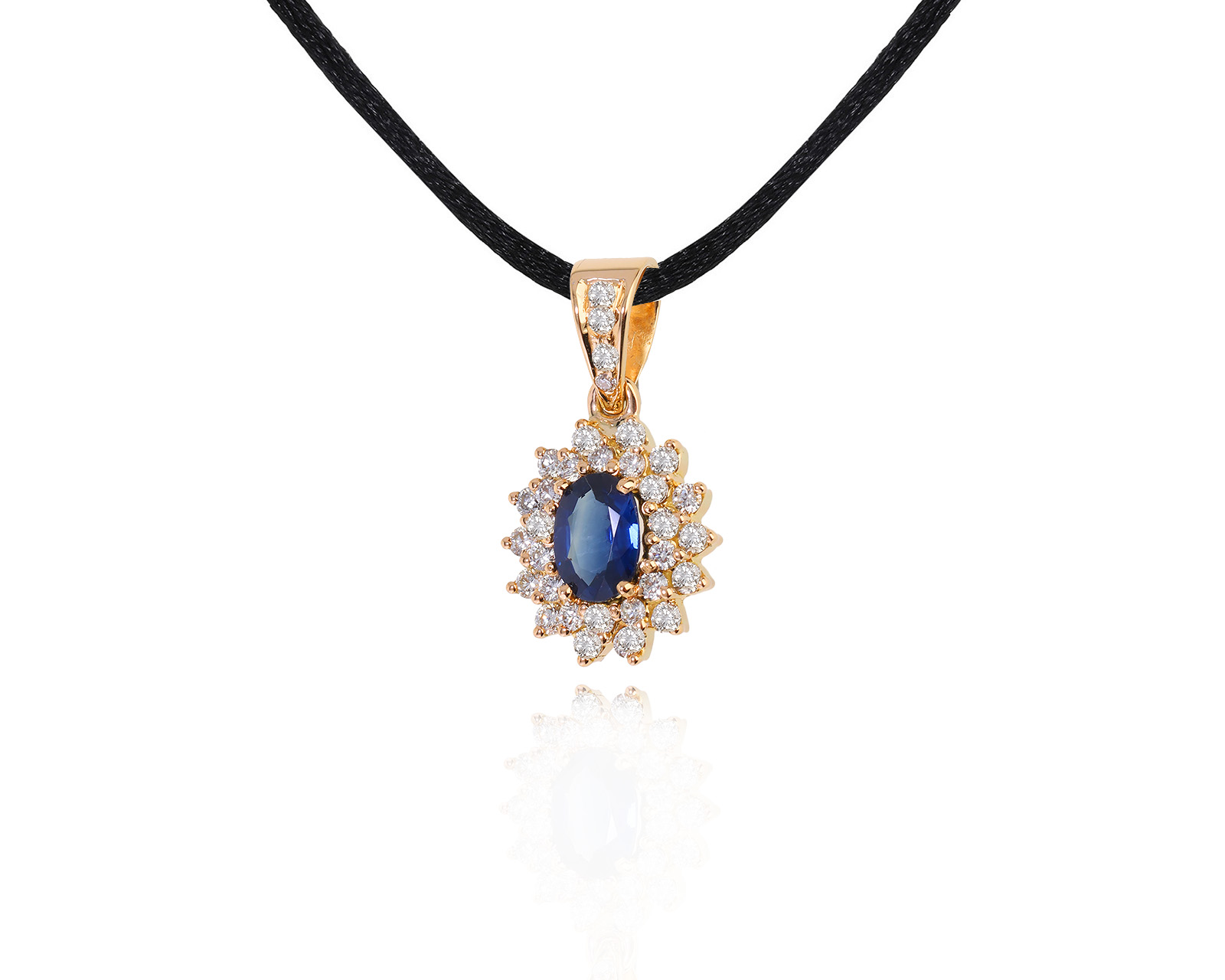 Золотой кулон с сапфиром 0.88ct и бриллиантами 0.52ct