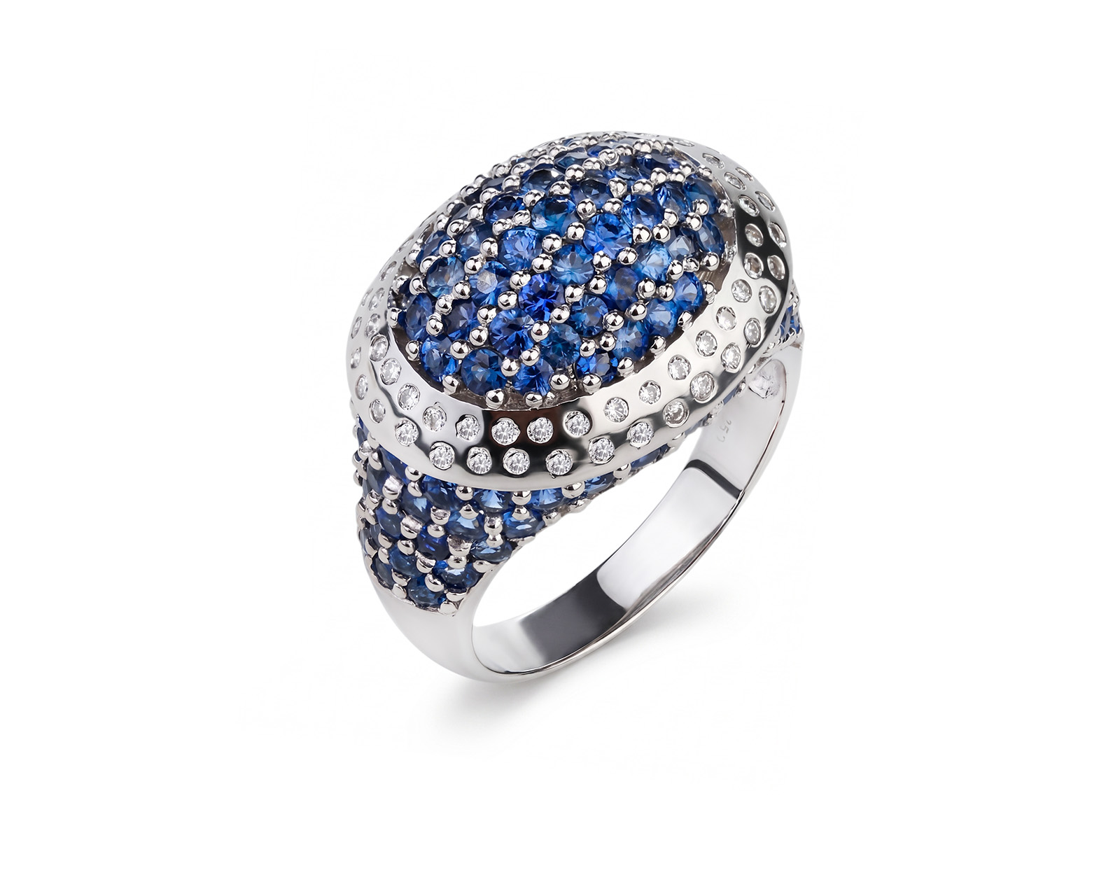 Золотое кольцо с сапфирами 5.35ct и бриллиантами 0.32ct