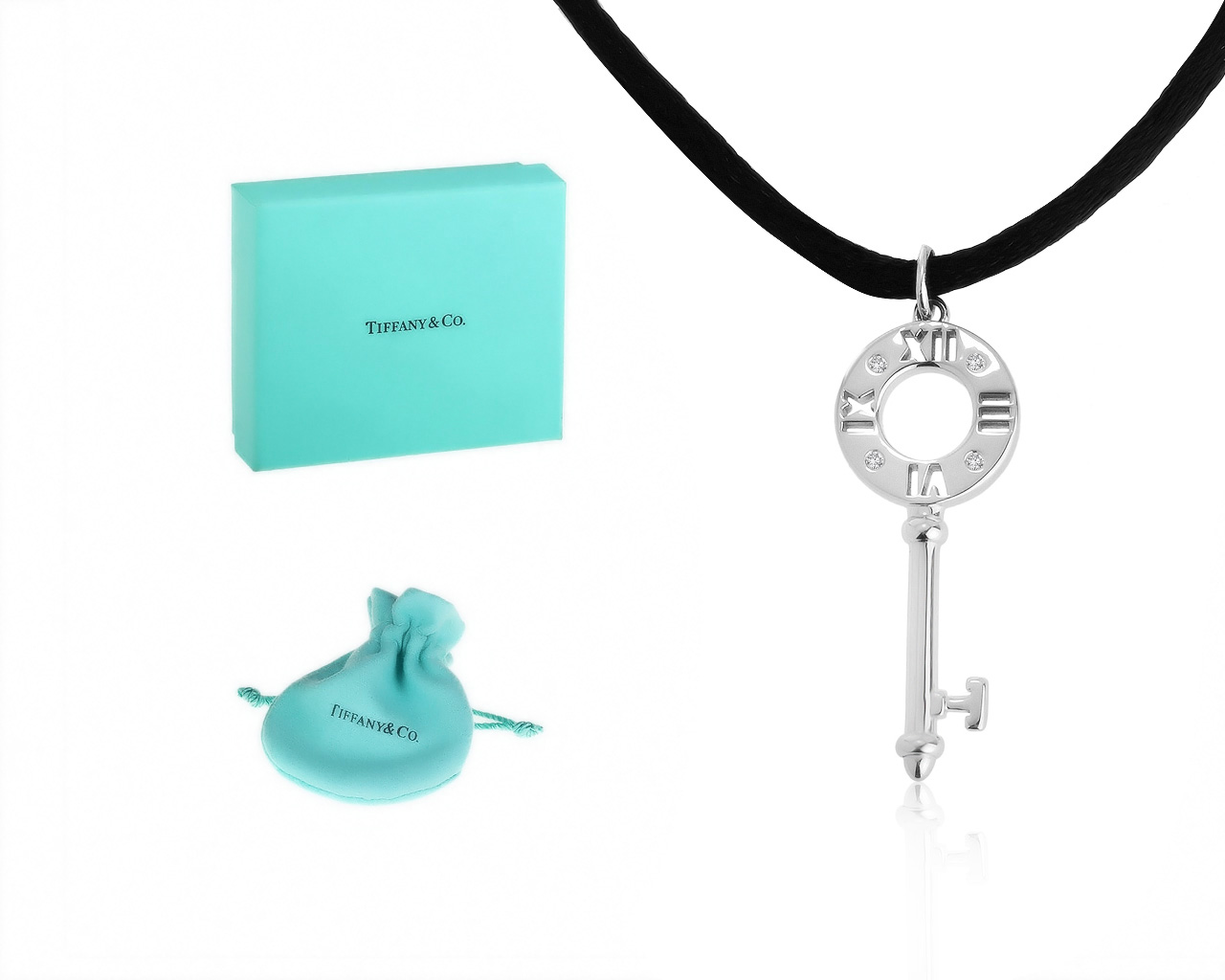 Оригинальный золотой кулон с бриллиантами 0.02ct Tiffany&Co Atlas