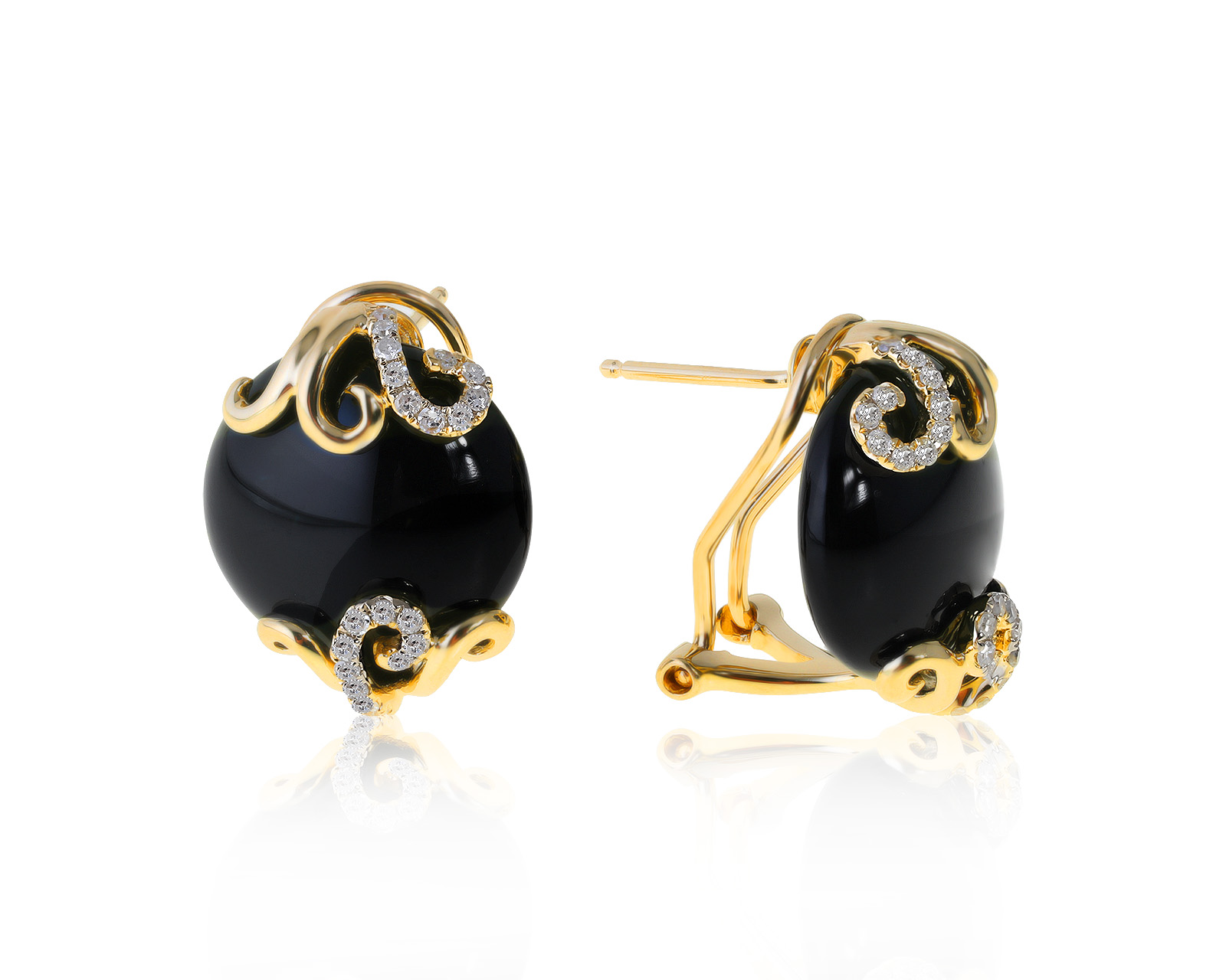 Очаровательные золотые серьги с ониксом 13.01ct 060821/6