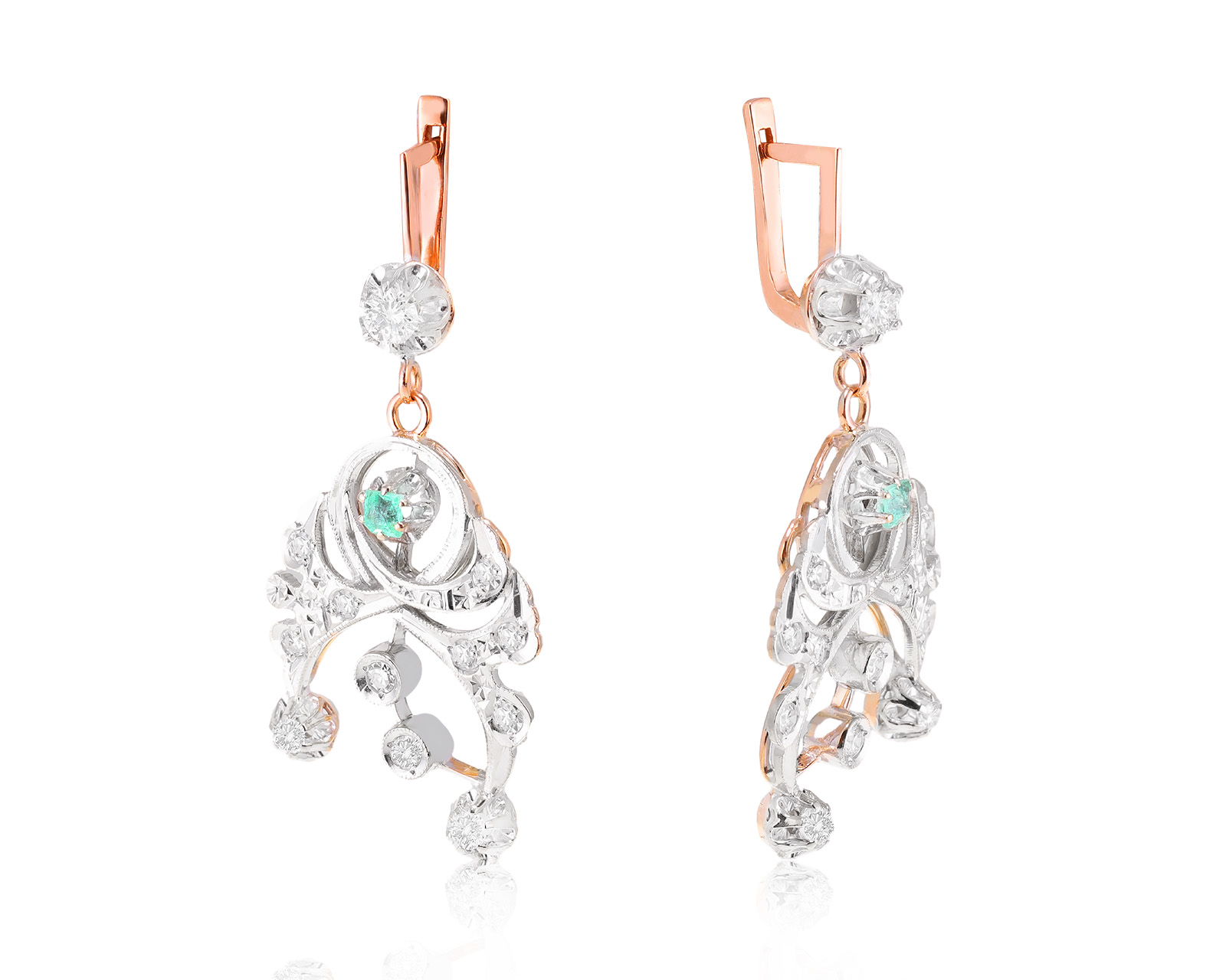 Золотые серьги с бриллиантами 1.11ct СССР 121223/4