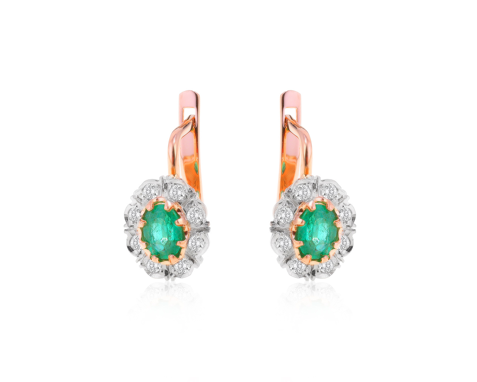 Чарующие золотые серьги с изумрудами 0.88ct