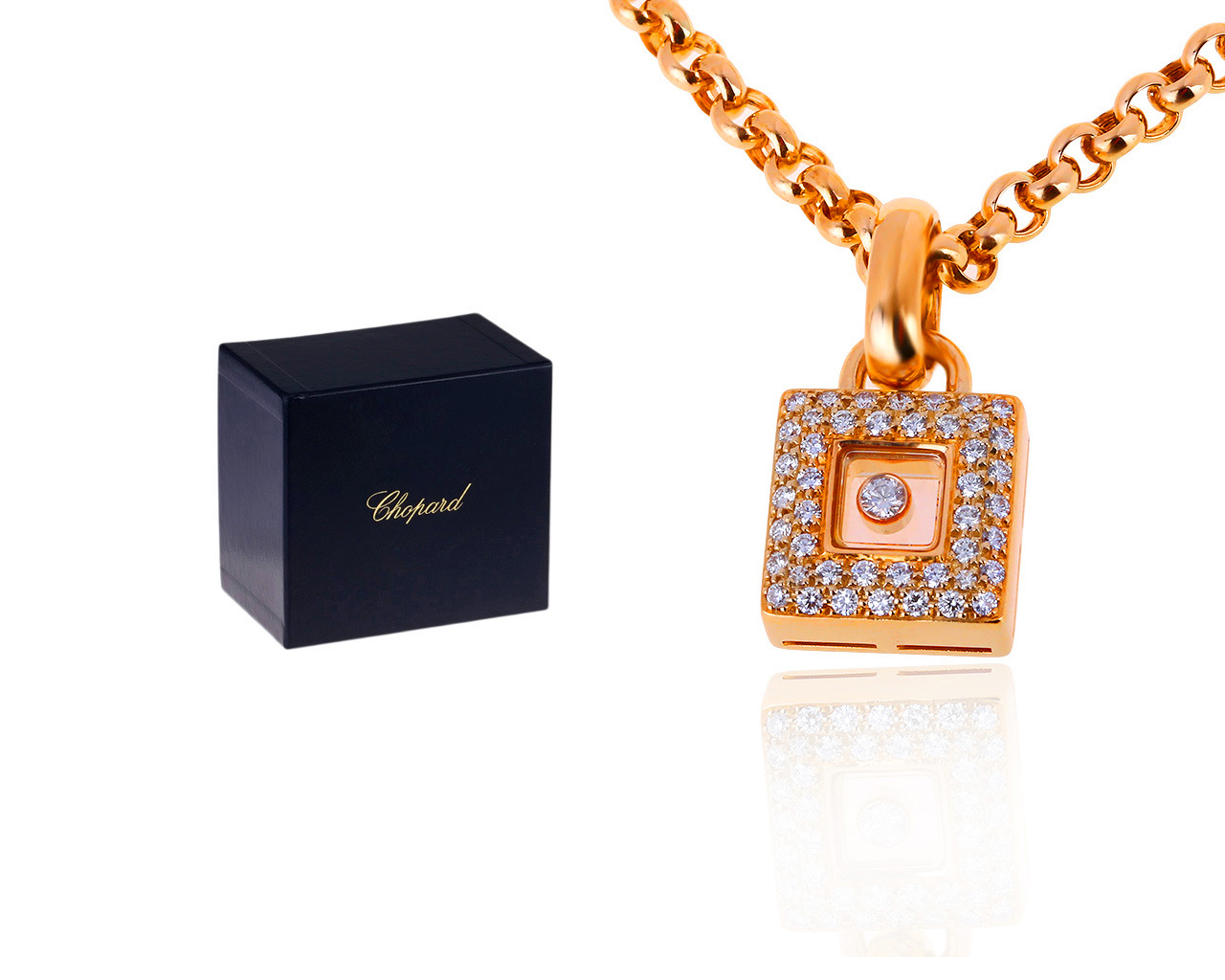 Оригинальный золотой кулон с бриллиантами 0.40ct Chopard