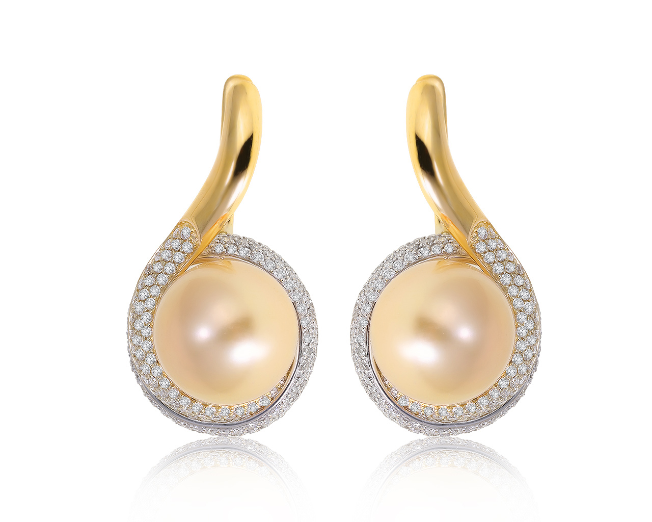 Притягательные золотые серьги с бриллиантами 2.75ct 301120/10