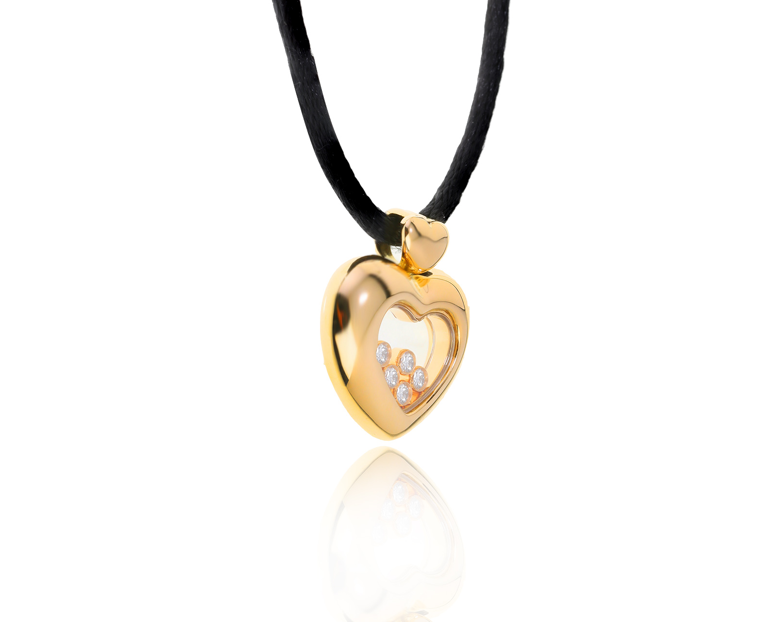 Оригинальный золотой кулон Chopard Happy Diamond Heart