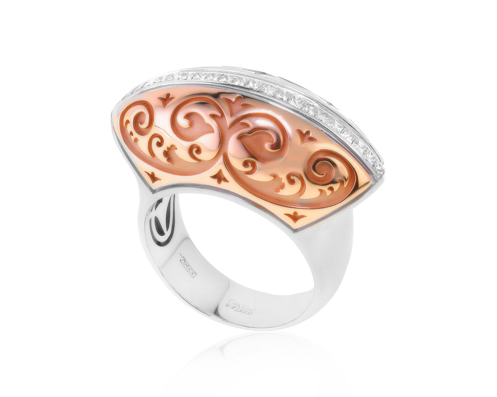 Стильное золотое кольцо с бриллиантами 0.55ct