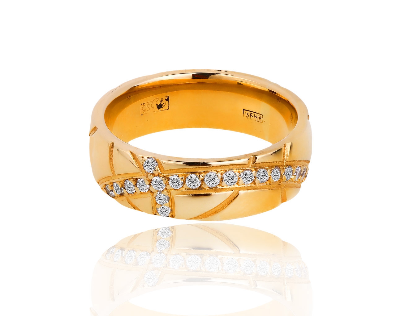 Узорное золотое кольцо с бриллиантами 0.20ct 241117/3