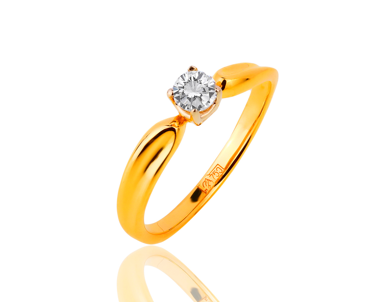 Помолвочное золотое кольцо с бриллиантом 0.25ct 180119/10