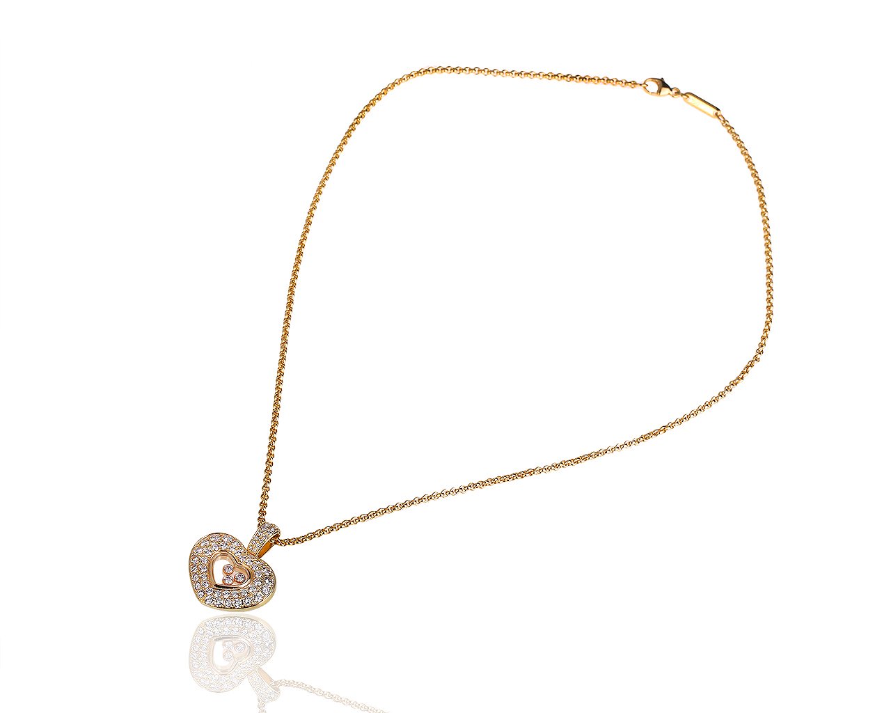 Золотая подвеска с бриллиантами 1.62ct Chopard Happy Diamond