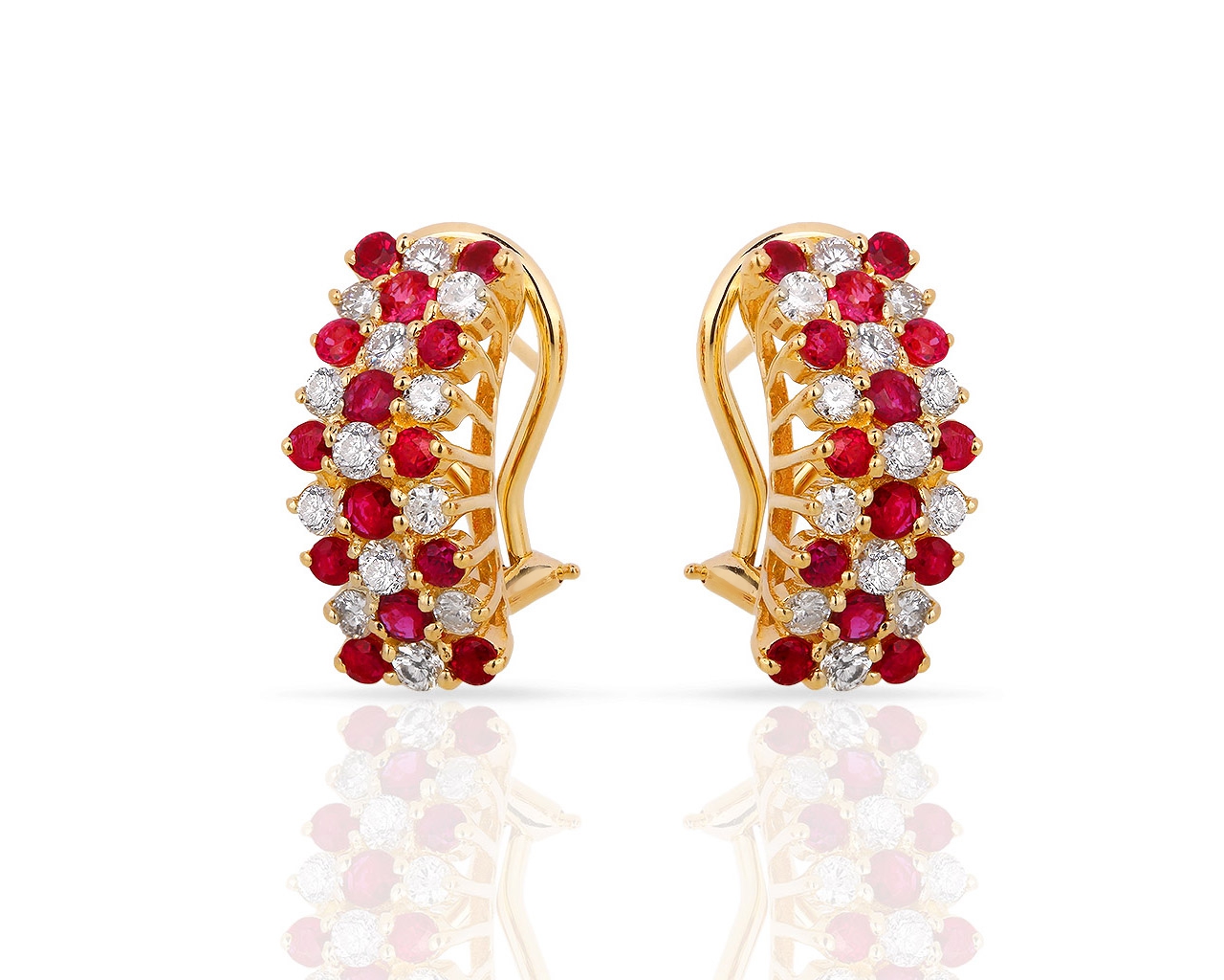 Золотые серьги с бриллиантами 0.95ct и рубинами 1.10ct 190518/11
