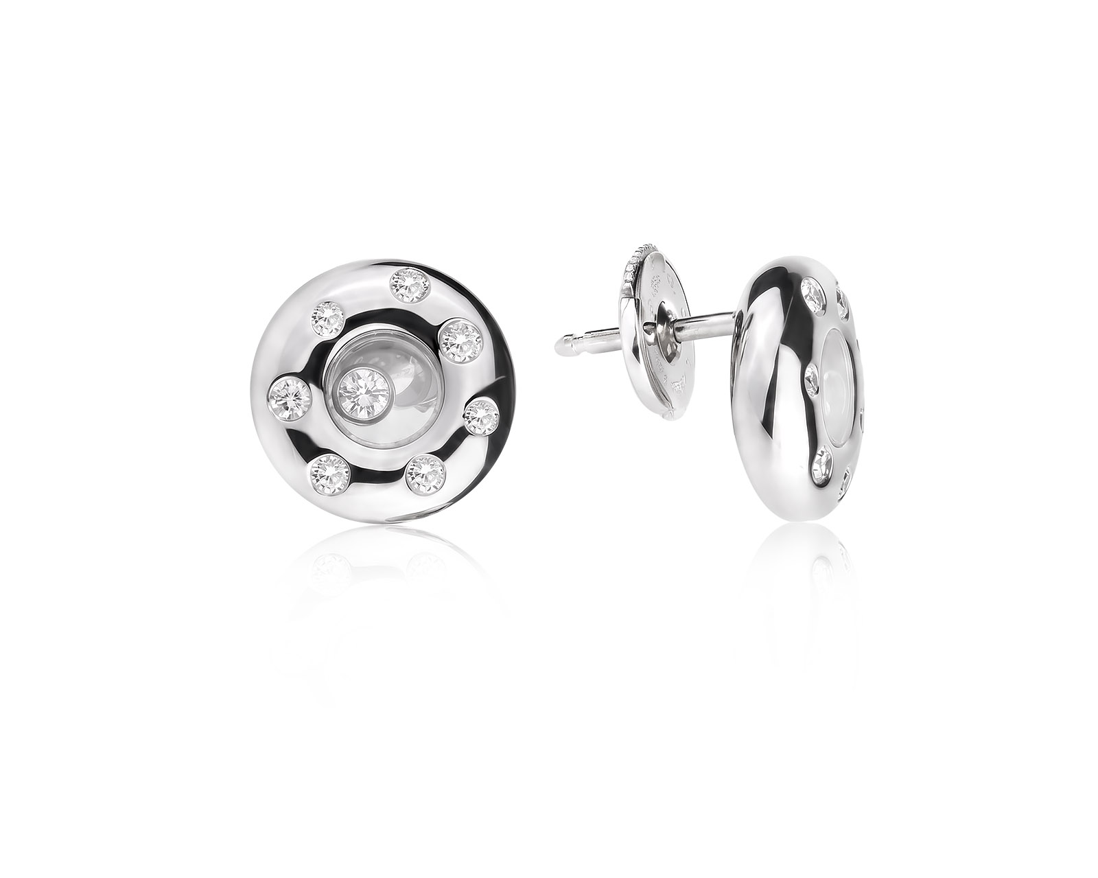 Оригинальные золотые серьги с бриллиантами 0.24ct Chopard Happy Diamonds