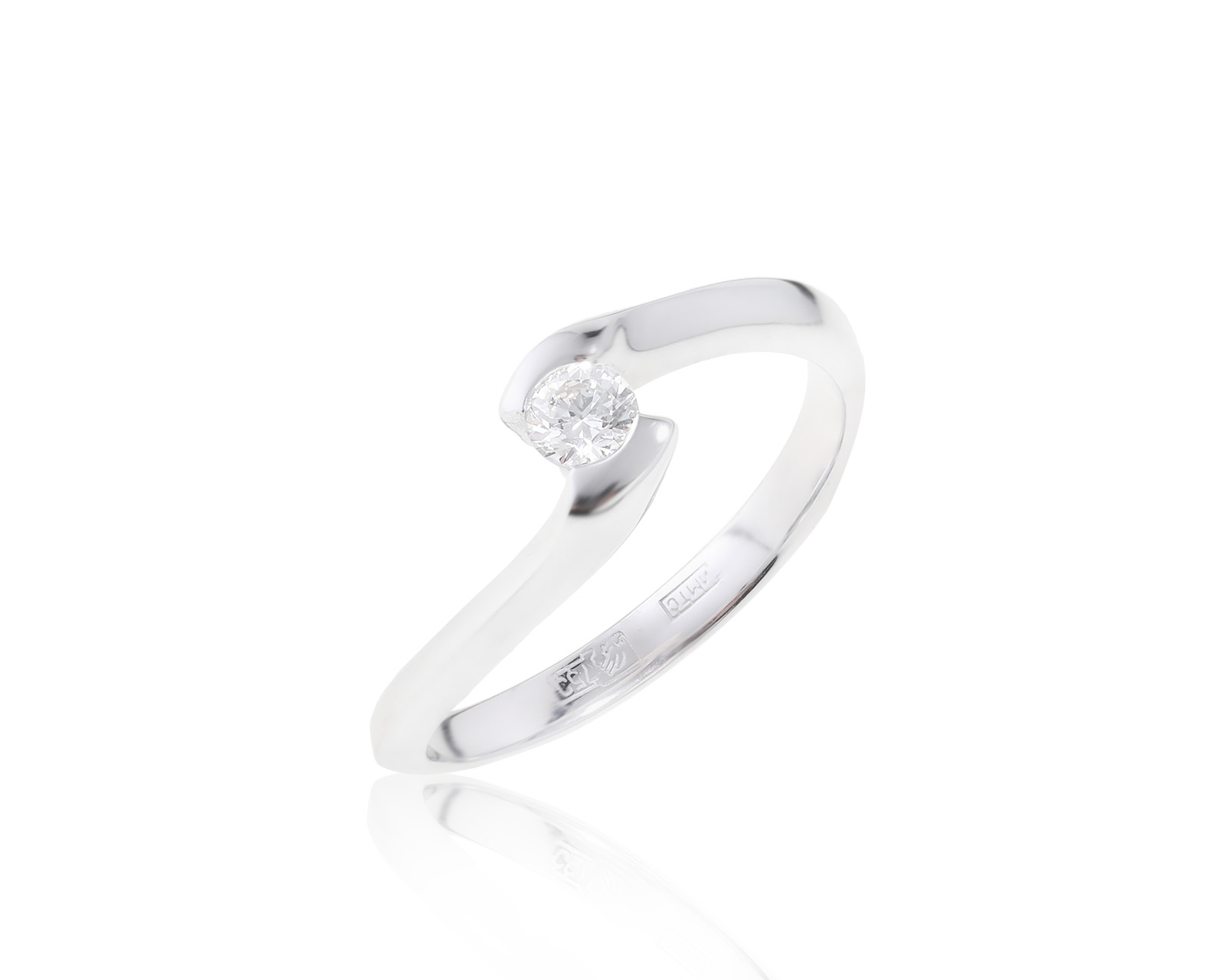 Нарядное золотое кольцо с бриллиантом 0.14ct 100223/2