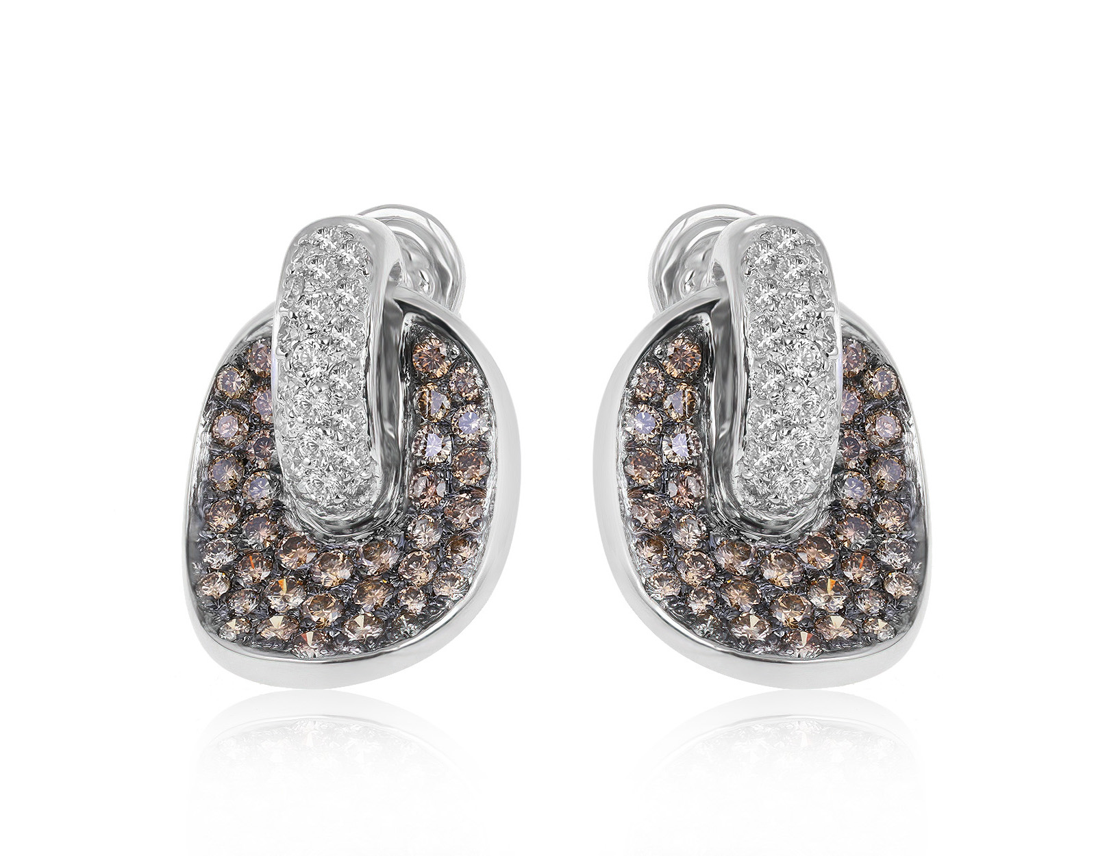 Притягательные золотые серьги с бриллиантами 3.63ct