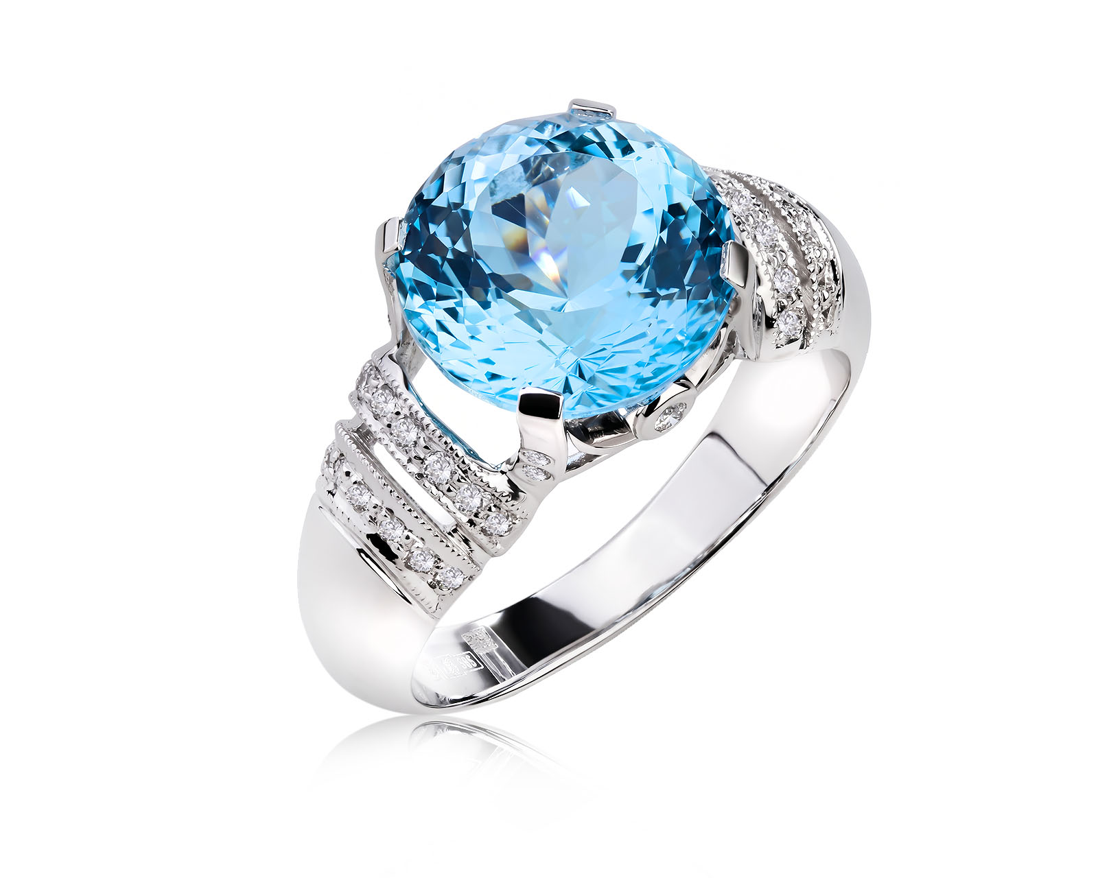 Золотое кольцо с топазом 6.35ct и бриллиантами 0.26ct 080626/7