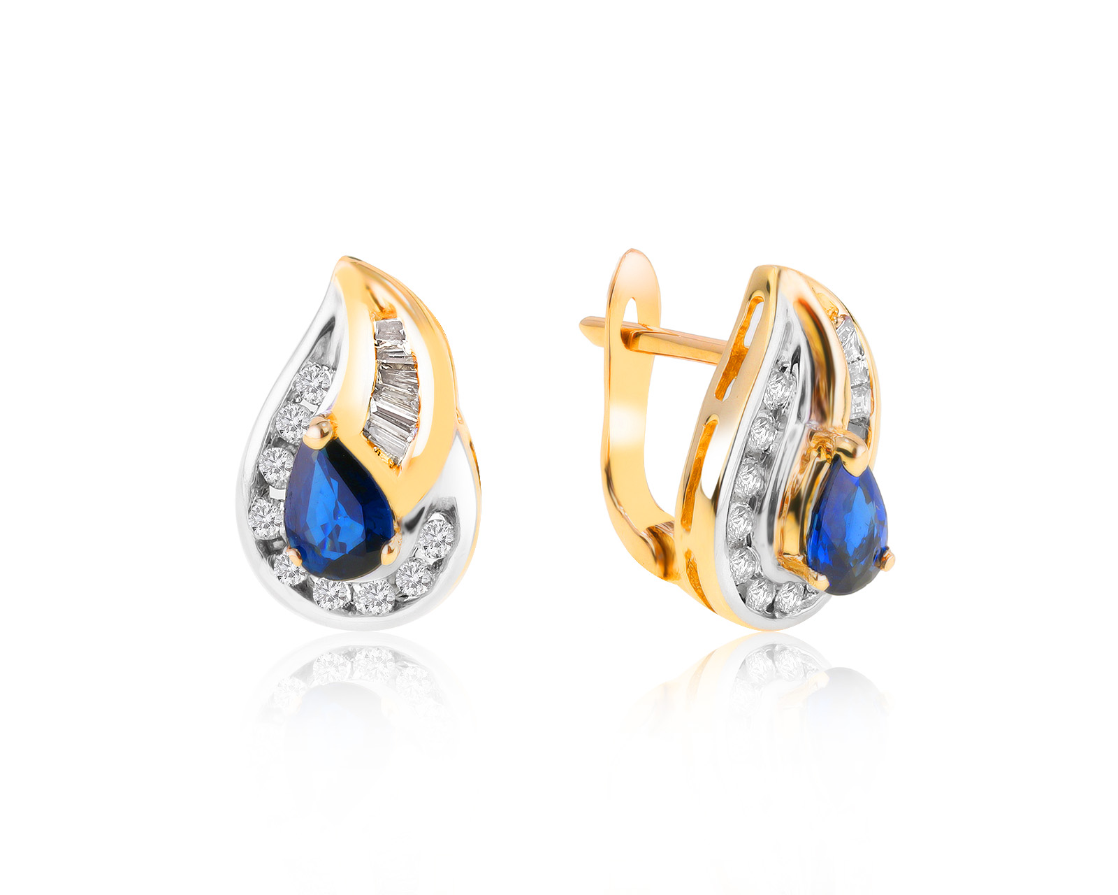 Модные золотые серьги с сапфирами 0.67ct 280321/2