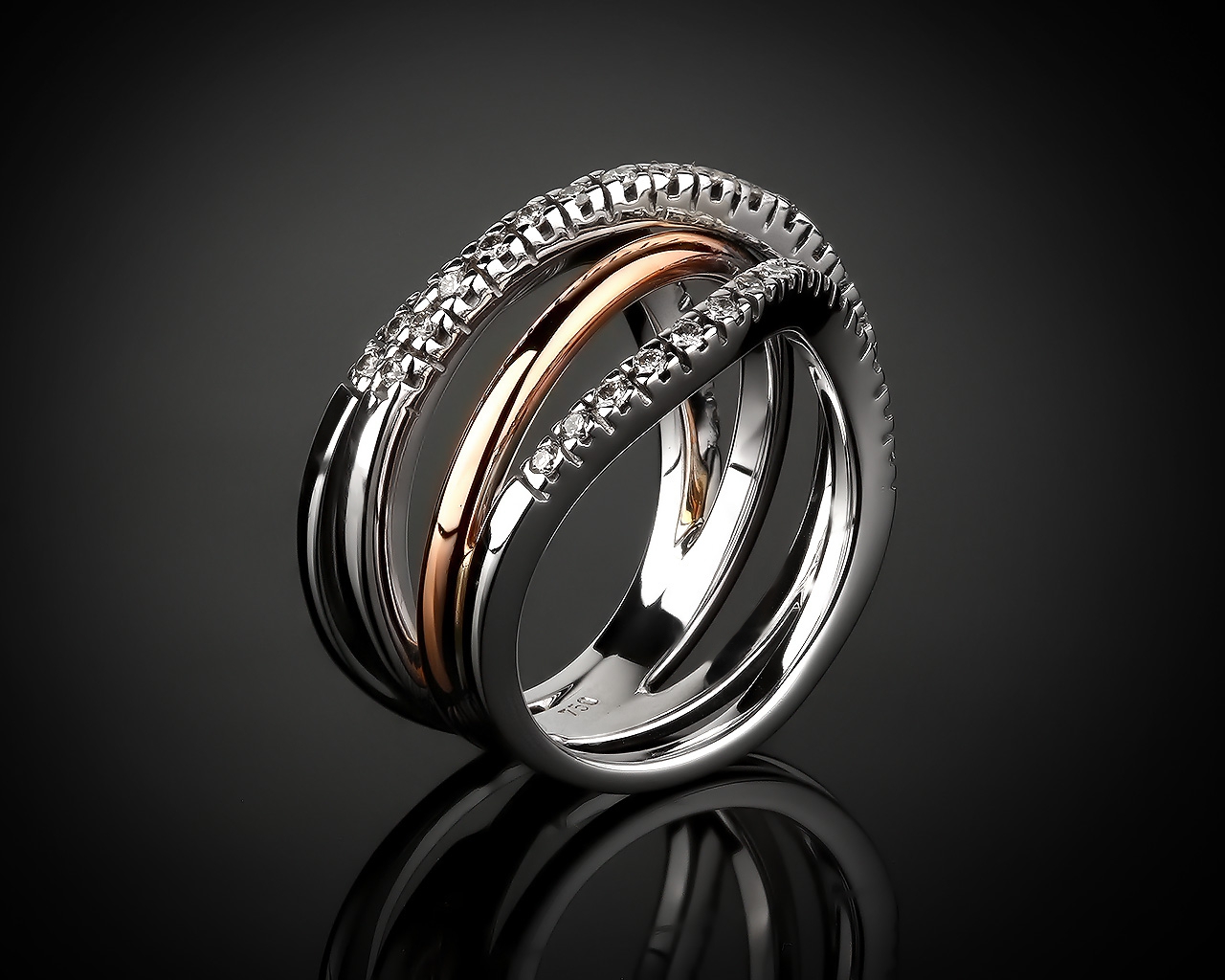 Изысканное золотое кольцо с бриллиантами 0.47ct