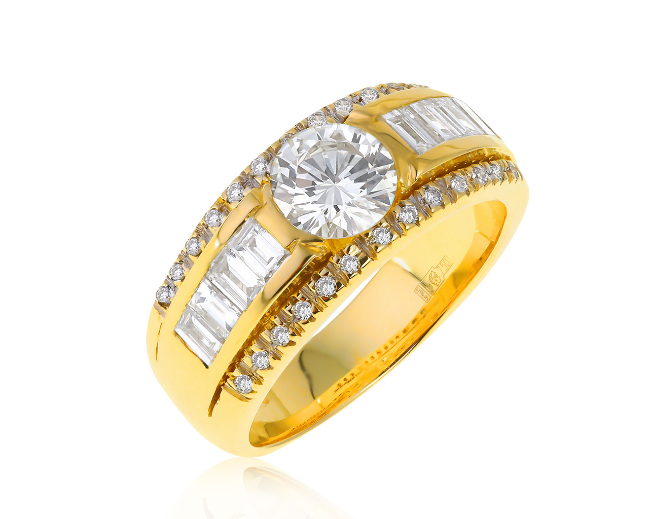 Завораживающее золотое кольцо с бриллиантами 1.81ct