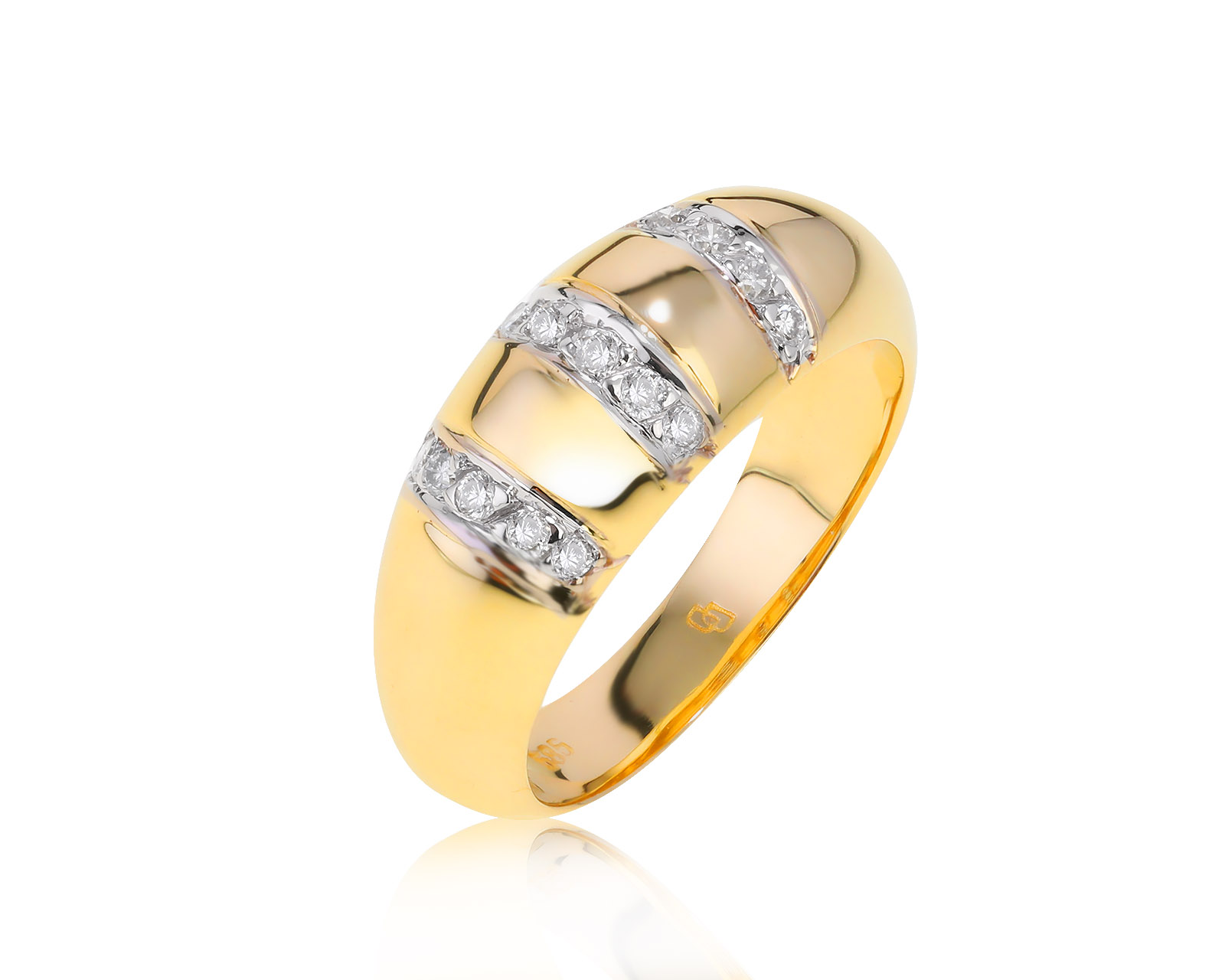 Стильное золотое кольцо с бриллиантами 0.18ct
