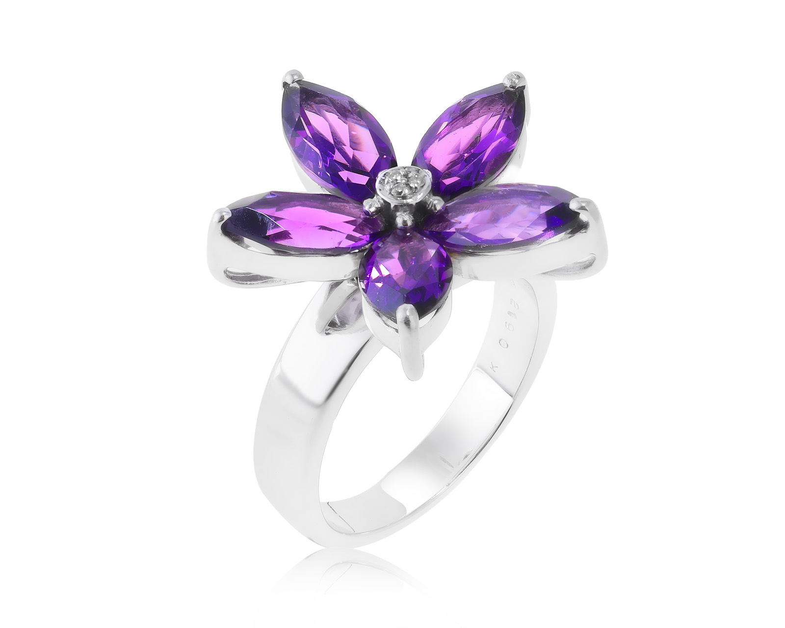 Праздничное золотое кольцо с аметистами 3.50ct 101222/3