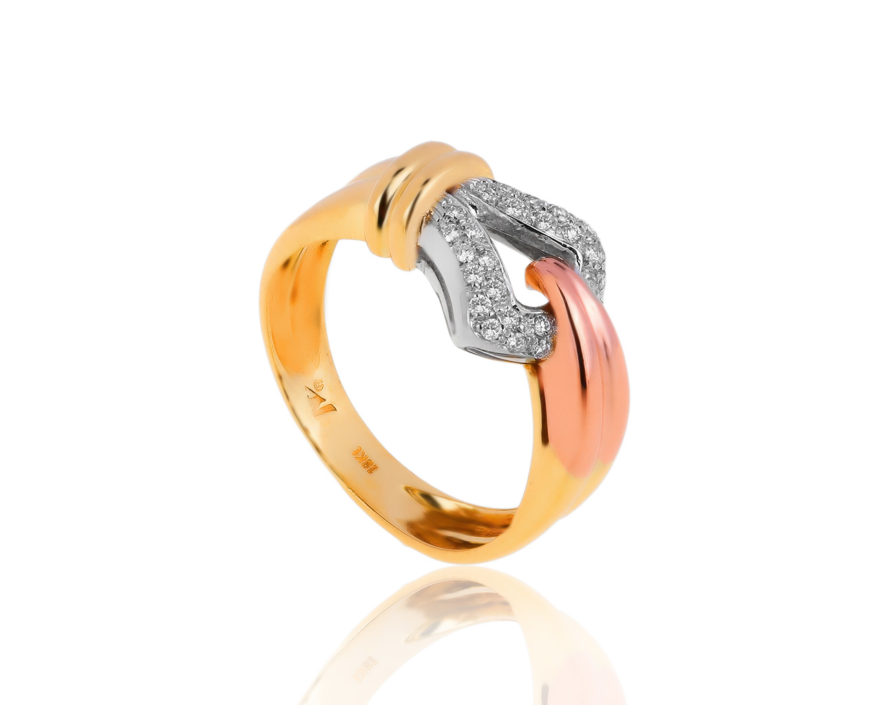Прекрасное золотое кольцо с бриллиантами 0.15ct