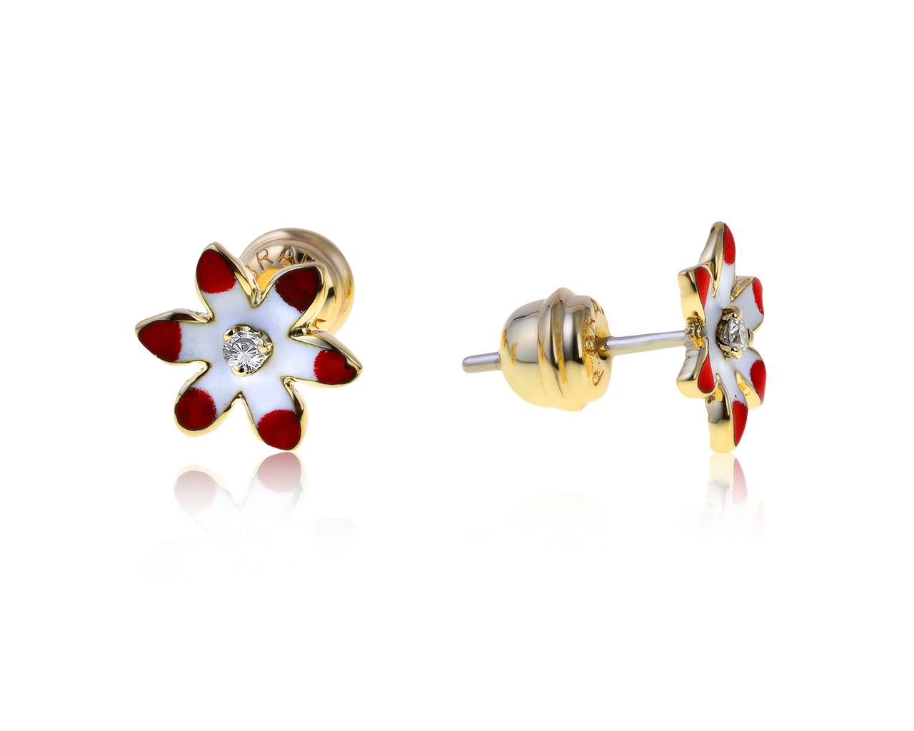 Оригинальные золотые серьги с бриллиантами 0.05ct Roberto Bravo 280421/1