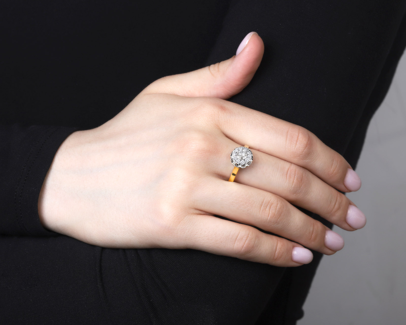 Праздничное золотое кольцо с бриллиантами 0.45ct СССР
