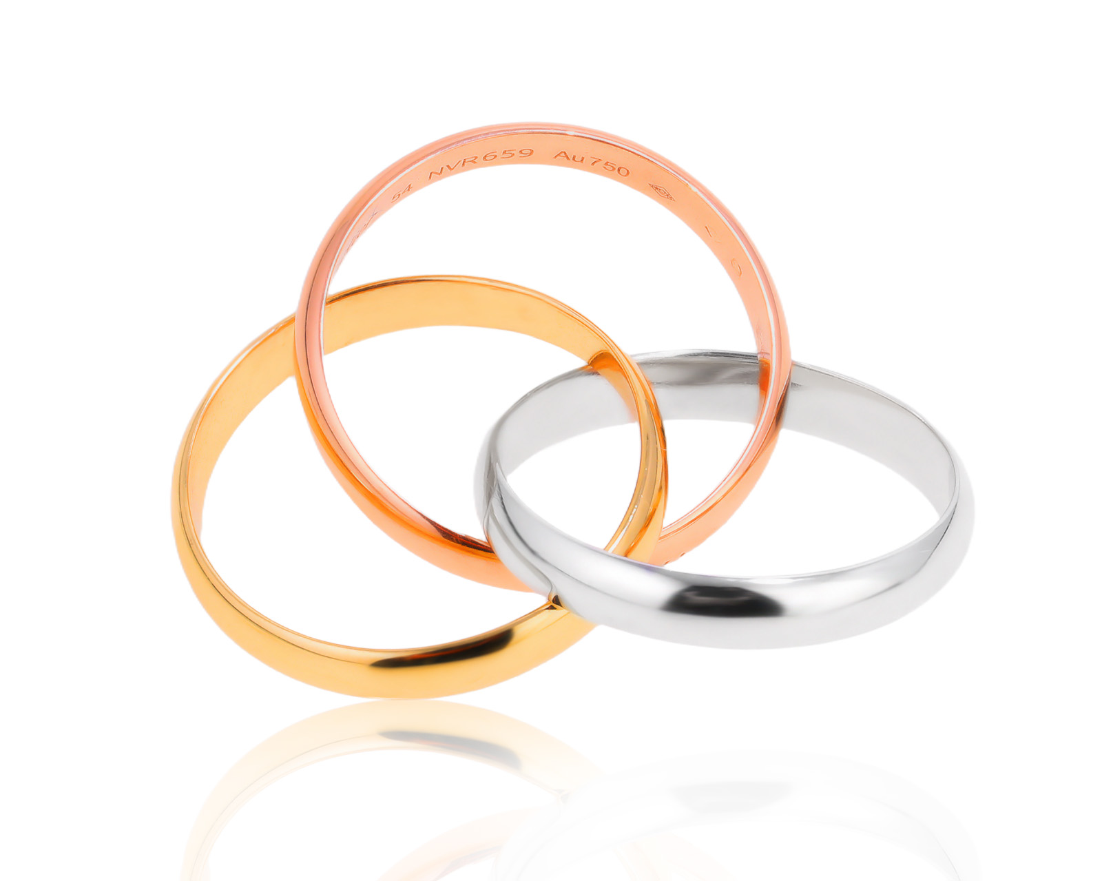 Оригинальное золотое кольцо Cartier Trinity Classic