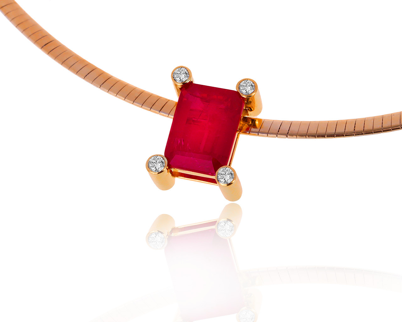 Модное золотое колье с рубином 301219/6