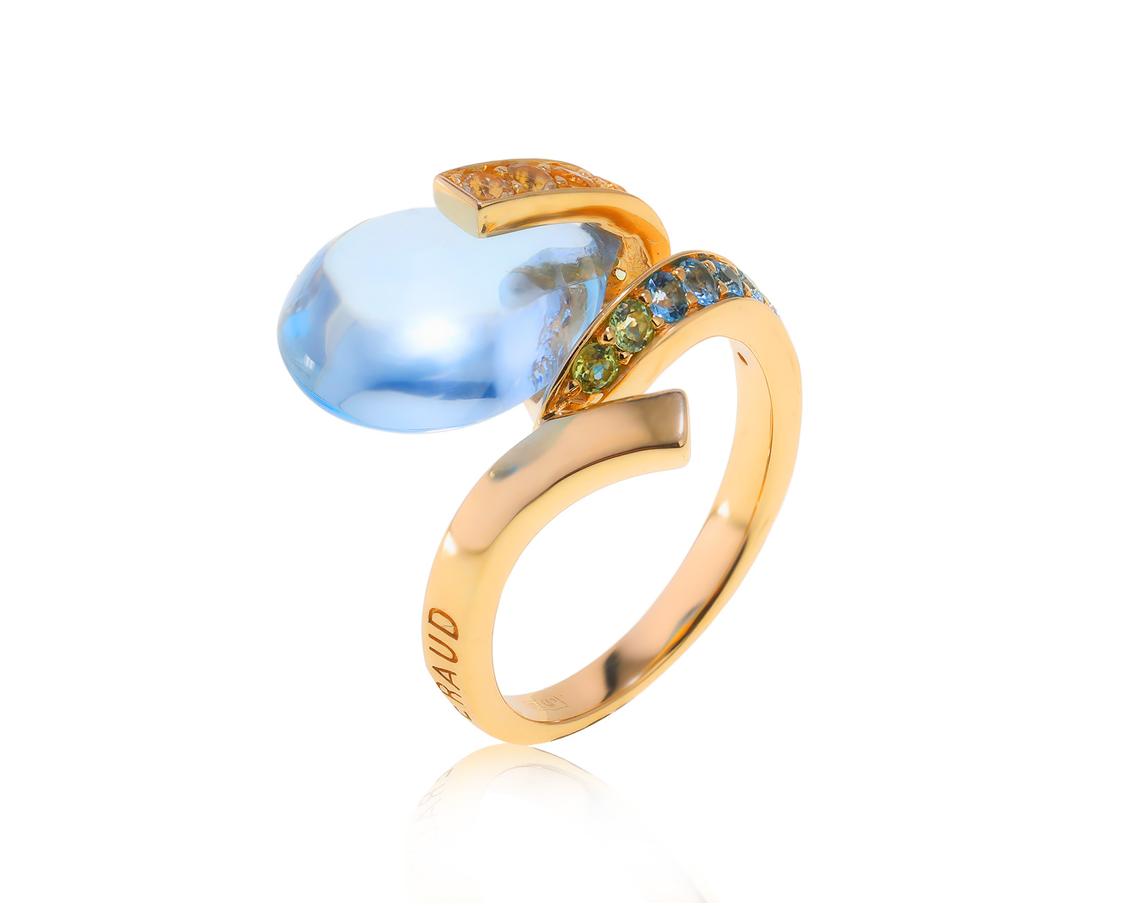 Оригинальное золотое кольцо с наноситаллом 7.52ct Feraud