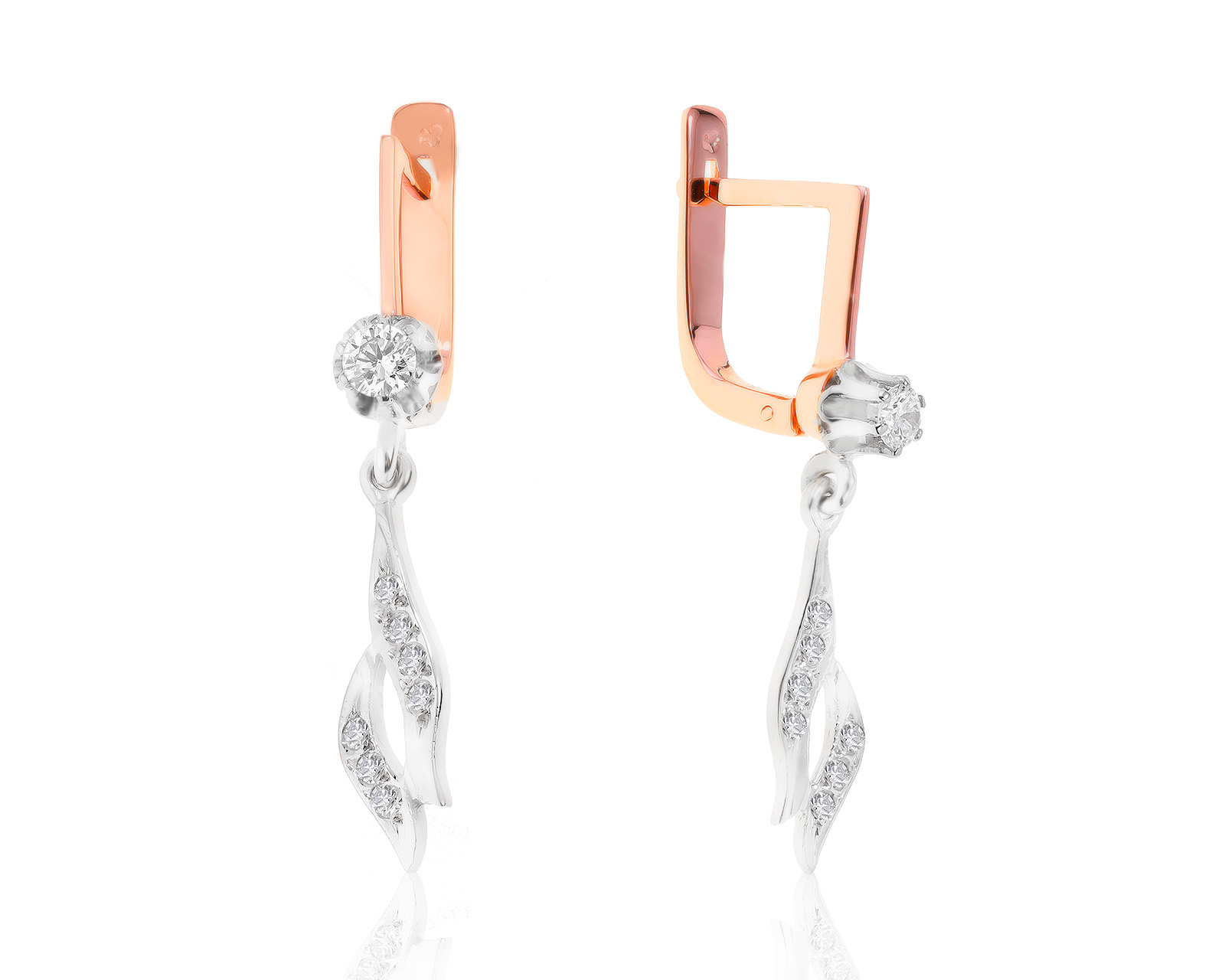 Винтажные золотые серьги с бриллиантами 0.40ct СССР 231021/2 Винтажные золотые серьги с бриллиантами 0.40ct СССР 231021/2