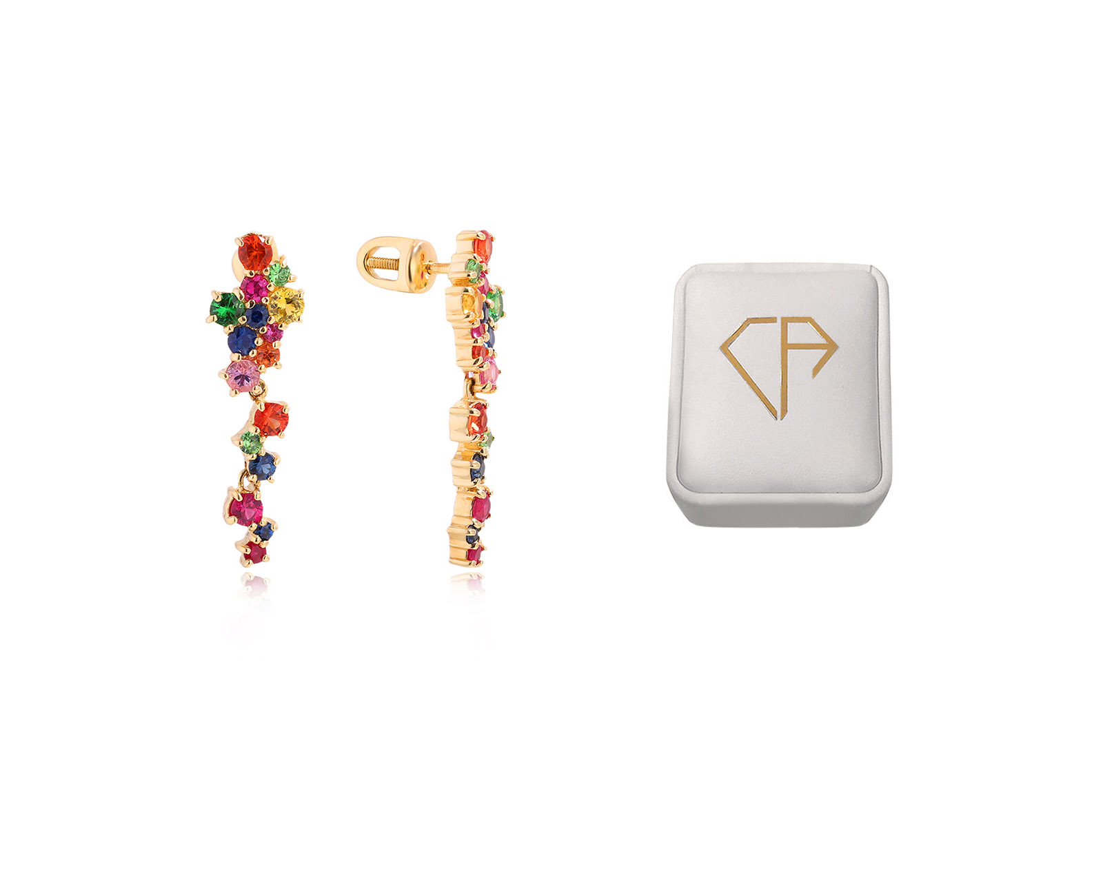 Оригинальные золотые серьги с цветными камнями 2.54ct Constantin Artmayer