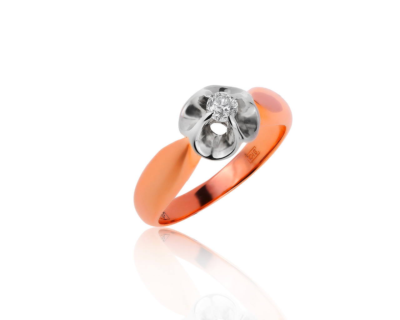 Изысканное золотое кольцо с бриллиантом 0.15ct 010818/5