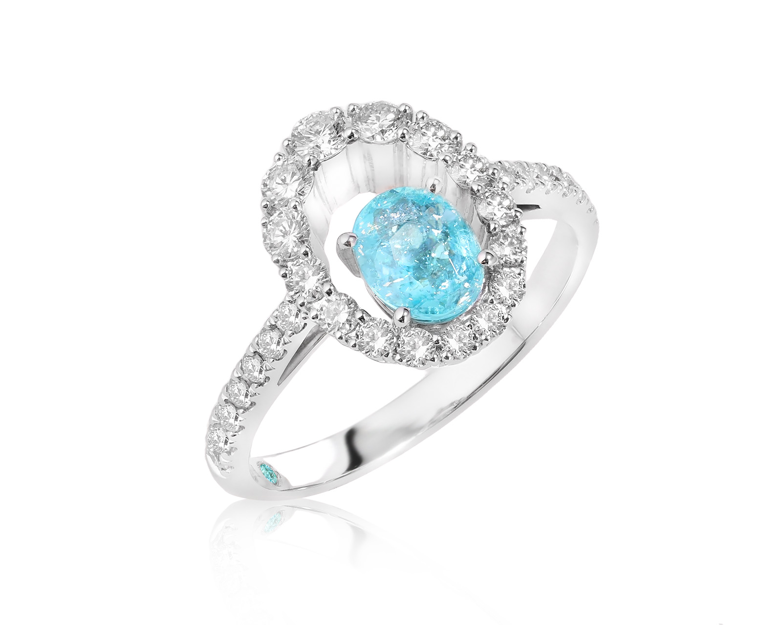 Золотое кольцо с турмалином параиба Мозамбик 0.67ct Evgeny Matveev 020426/Б281