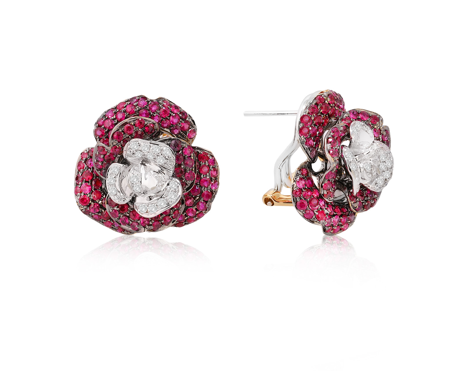 Золотые серьги с рубинами 2.75ct и бриллиантами 0.31ct