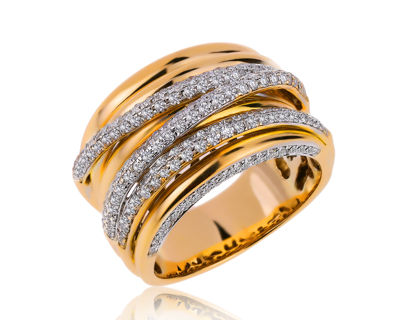 Шикарное золотое кольцо с бриллиантами 0.95ct
