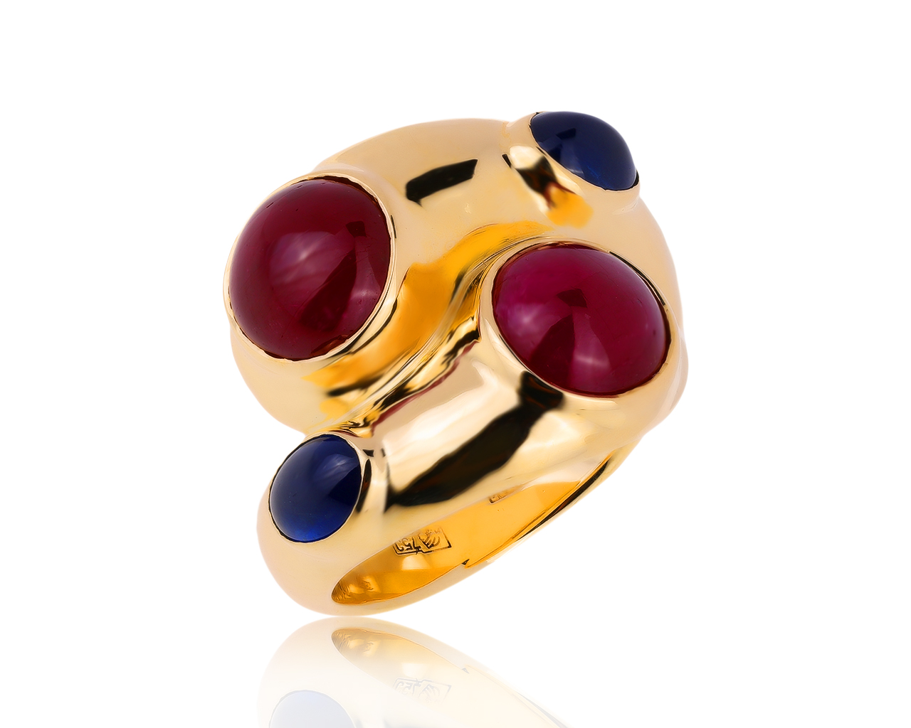 Удивительное золотое кольцо с рубинами 7.54ct