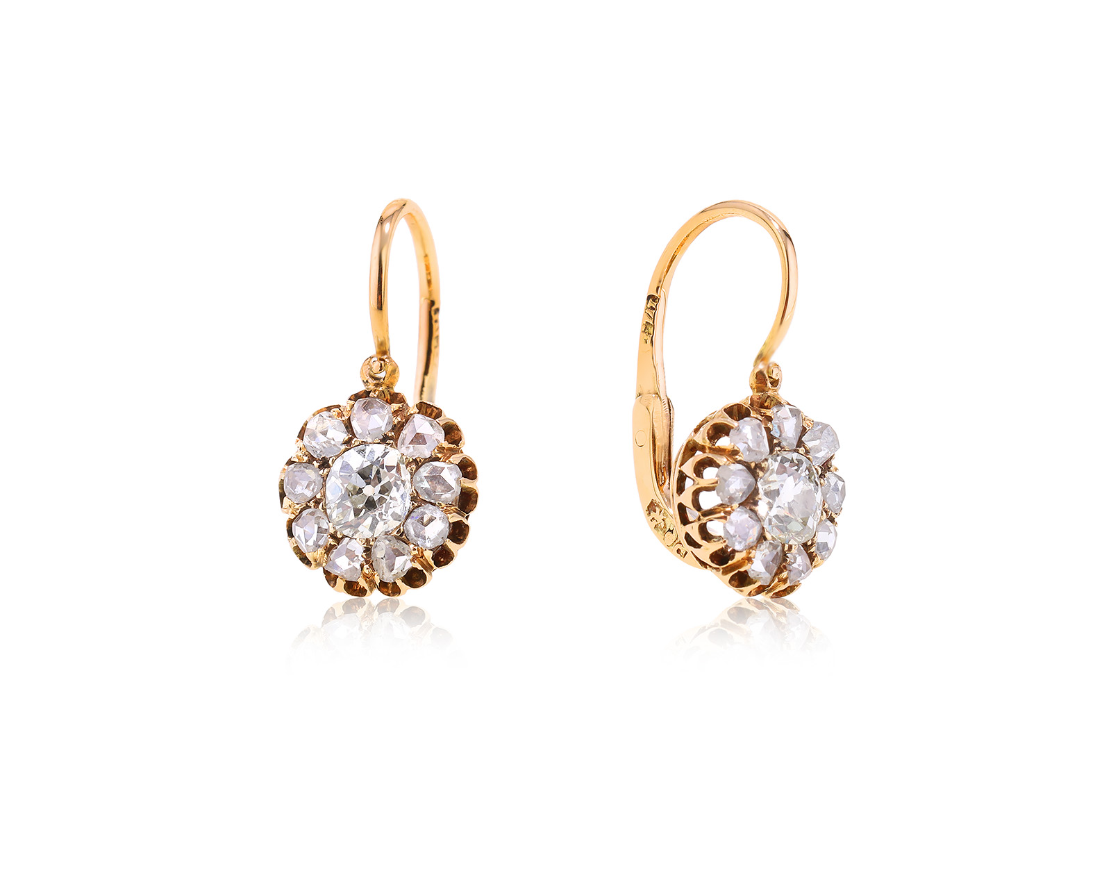 Золотые серьги с бриллиантами 0.53ct и алмазами 0.31ct 091023/2
