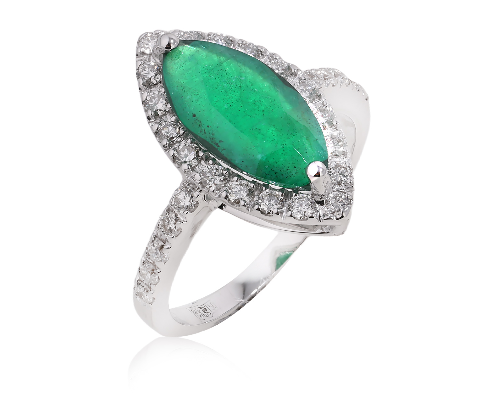 Золотое кольцо с изумрудом 1.75ct и бриллиантами 0.60ct 060725/2