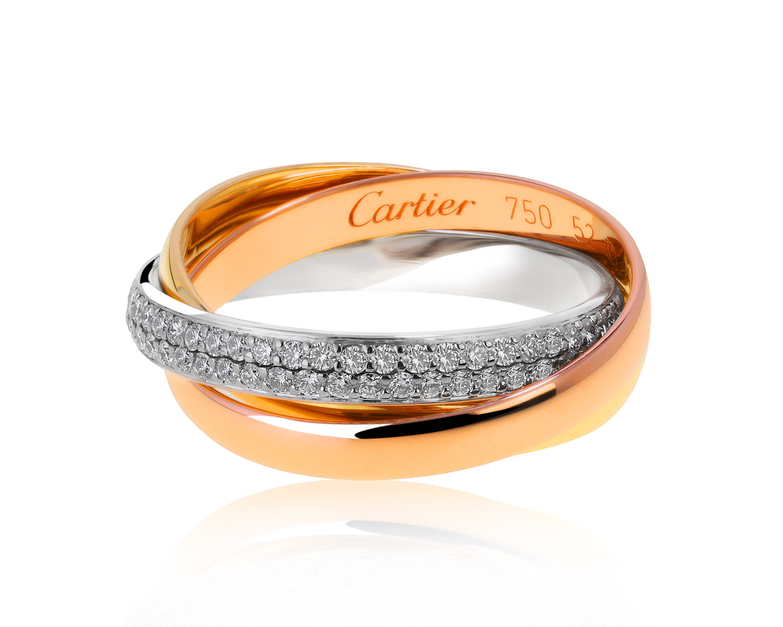 Оригинальное золотое кольцо с бриллиантами 0.45ct Cartier Trinity 170821/1