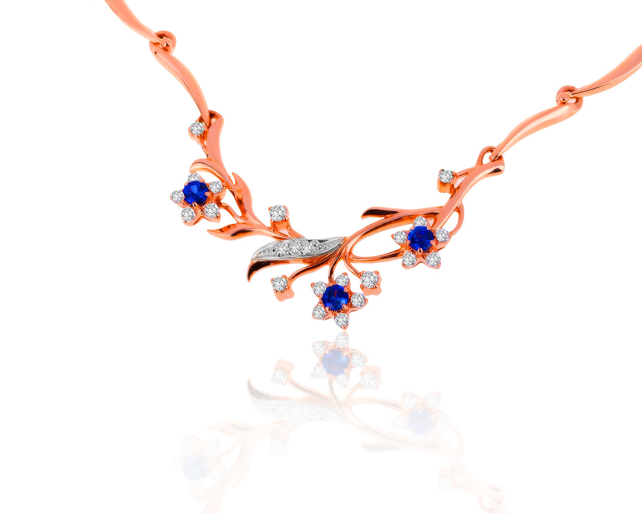 Красивое золотое колье с сапфирами 0.40ct 160120/7