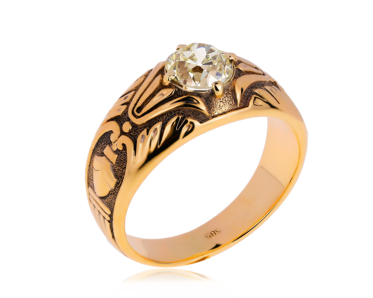 Королевское золотое кольцо с бриллиантом 1.28ct 200720/2