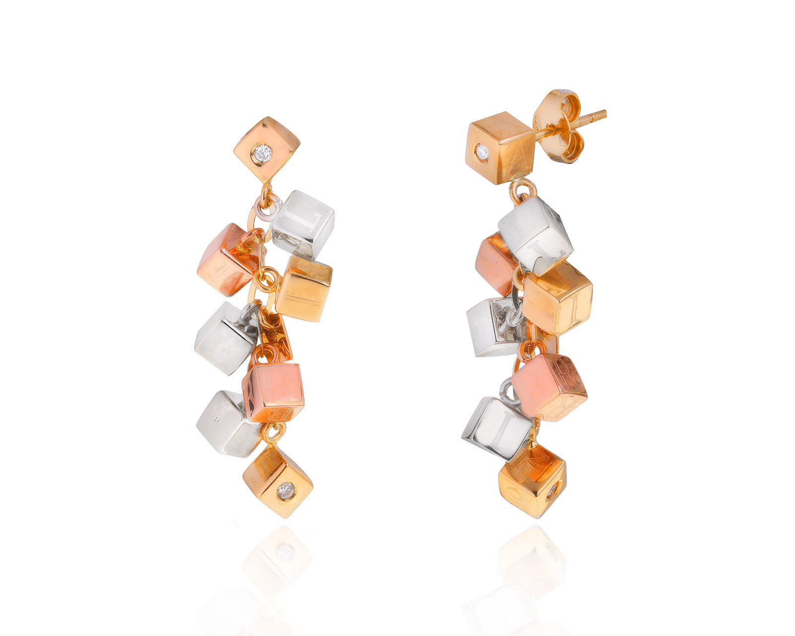 Оригинальные золотые серьги Alfieri & St.John Сubi Tre Ori