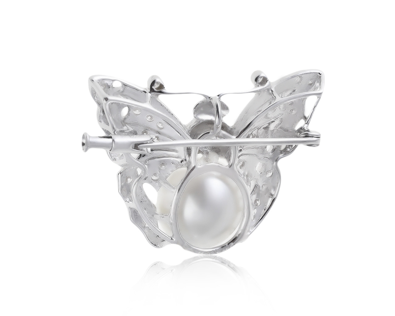 Женственная золотая брошь-кулон с жемчугом 11 мм