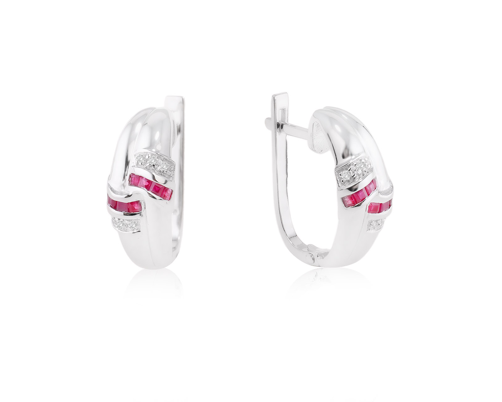 Золотые серьги с рубинами 0.48ct и бриллиантами 0.06ct 201123/7