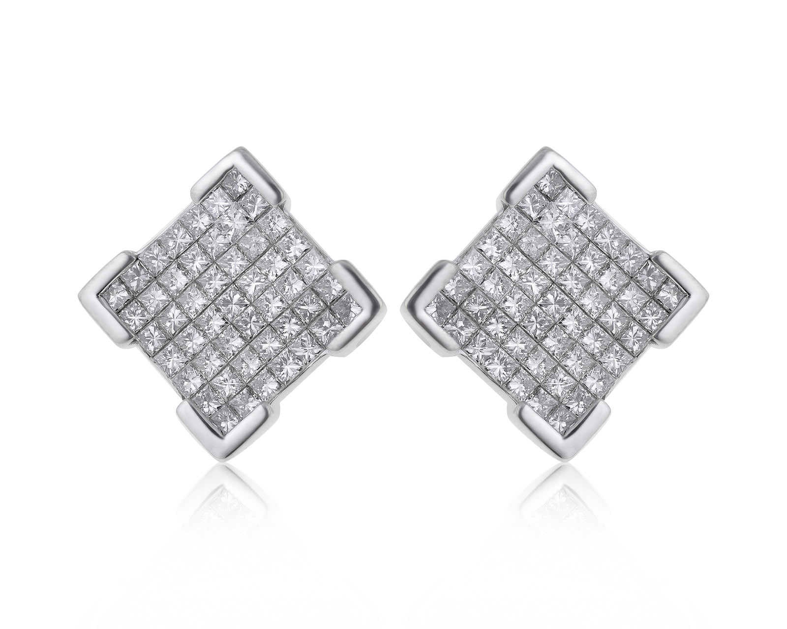 Богатые золотые серьги с бриллиантами 3.11ct