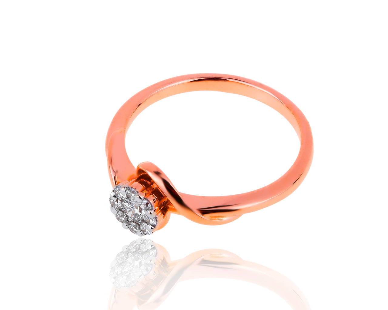 Престижное золотое кольцо с бриллиантами 0.22ct