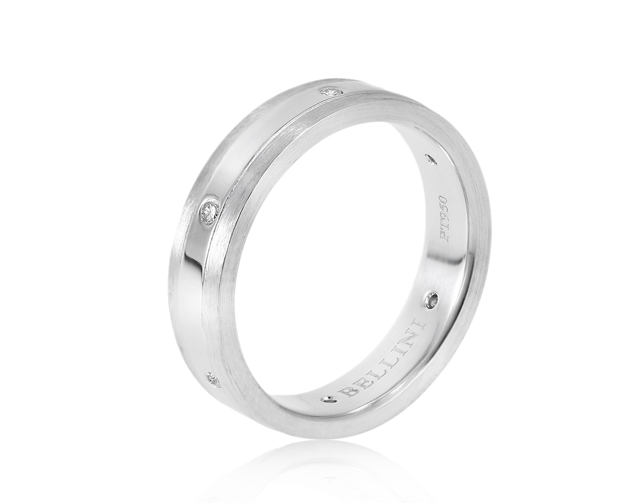Оригинальное платиновое кольцо с бриллиантами 0.06ct Bellini 081220/7