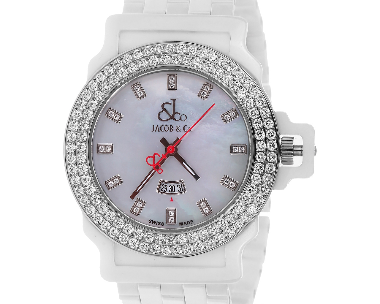 Оригинальные стальные часы с бриллиантами 2.82ct Jacob&Co