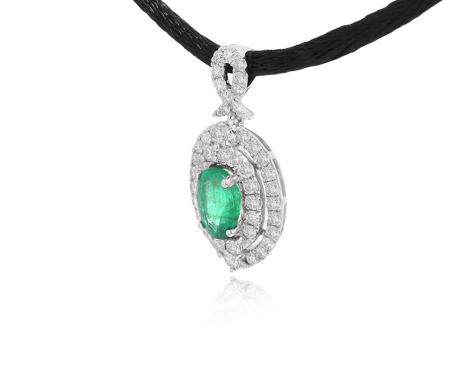 Золотой кулон с изумрудом 0.75ct и бриллиантами 0.54ct